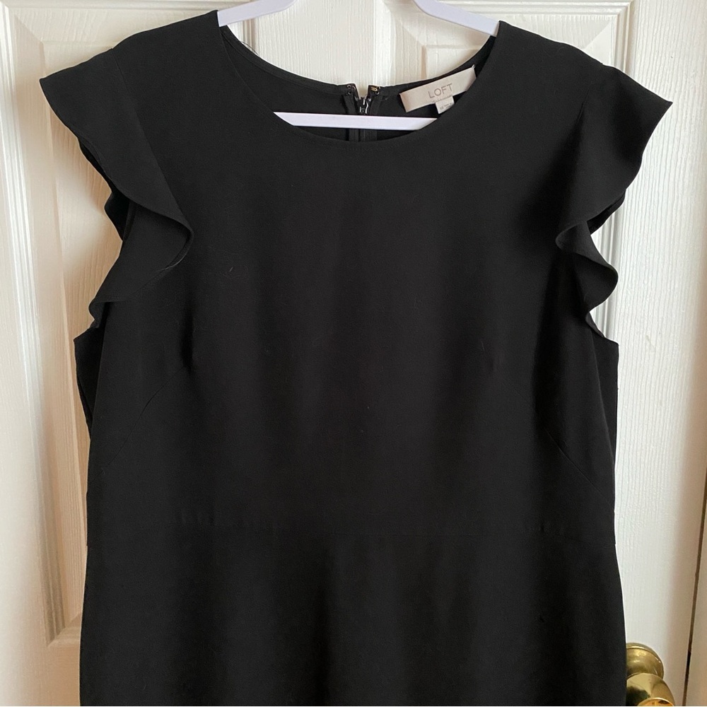 Ann Taylor LOFT Black Flutter Sleeve Body Con Flutter Sleeve Dress Size 18